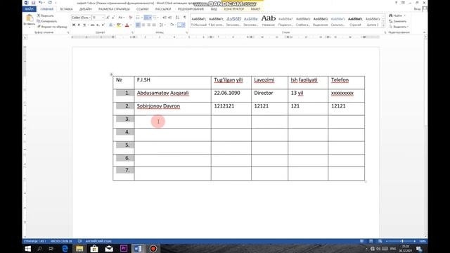 Microsoft Word Dasturi | 4-dars Jadval Chizish Va Rasm Joylash