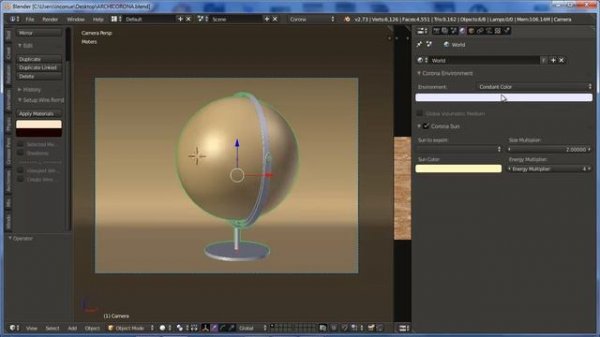 corona render setup fro Blender