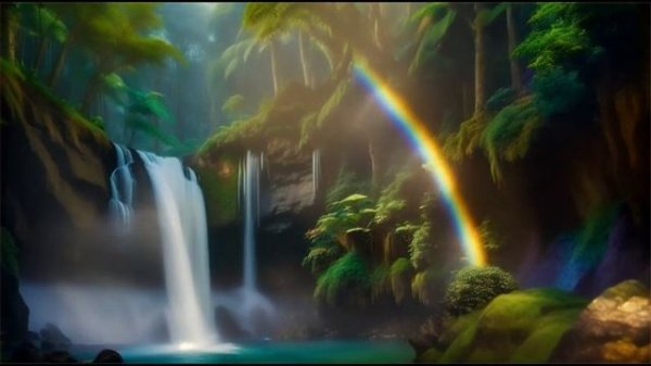 Enchanting Rainbow Waterfalls - Hidden Paradise _ #relaxingmusic #visualdelight