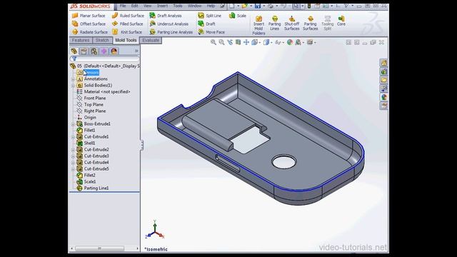 SolidWorks 2013 Mold Design Tutorials - Working with Undercut Analysis (#05) смотреть онлайн