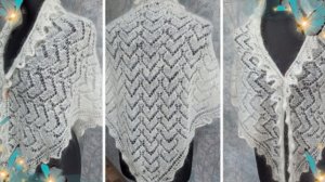 Косынка спицами от нижнего угла⚡Схема 3🧶Часть 2⚡Миниатюра🦋