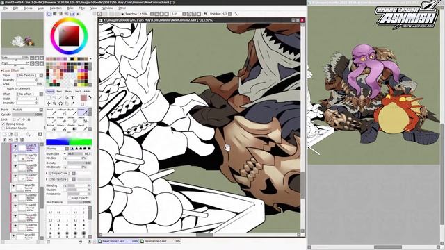 Drawing Monster Hunter Rise Partner Chilling Illustration in Paint Tool Sai 2 #speedpaint смотреть онлайн