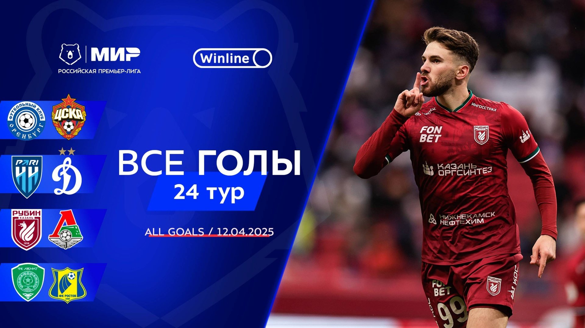 Все голы 12.04.2025 | 24 тур Мир РПЛ 2024/25 смотреть онлайн