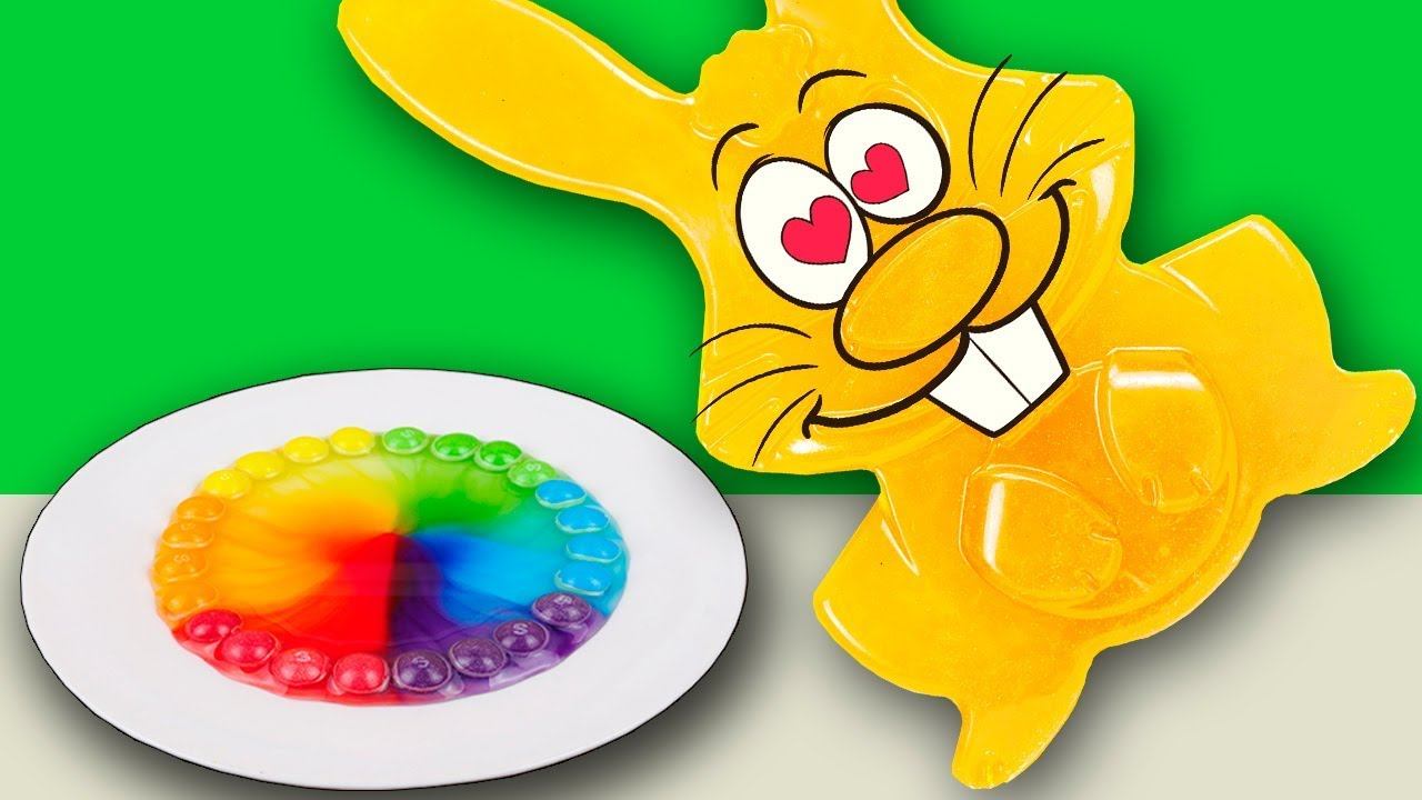 РАДУГА ИЗ КОНФЕТ СКИТЛС SKITTLES И ЖЕЛЕЙНЫЙ ЗАЯЦ ХАРИТОН