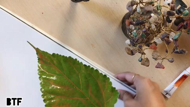 Leaf Print |Acrylic Painting Leaf Texture| Leaf Art #05 смотреть онлайн