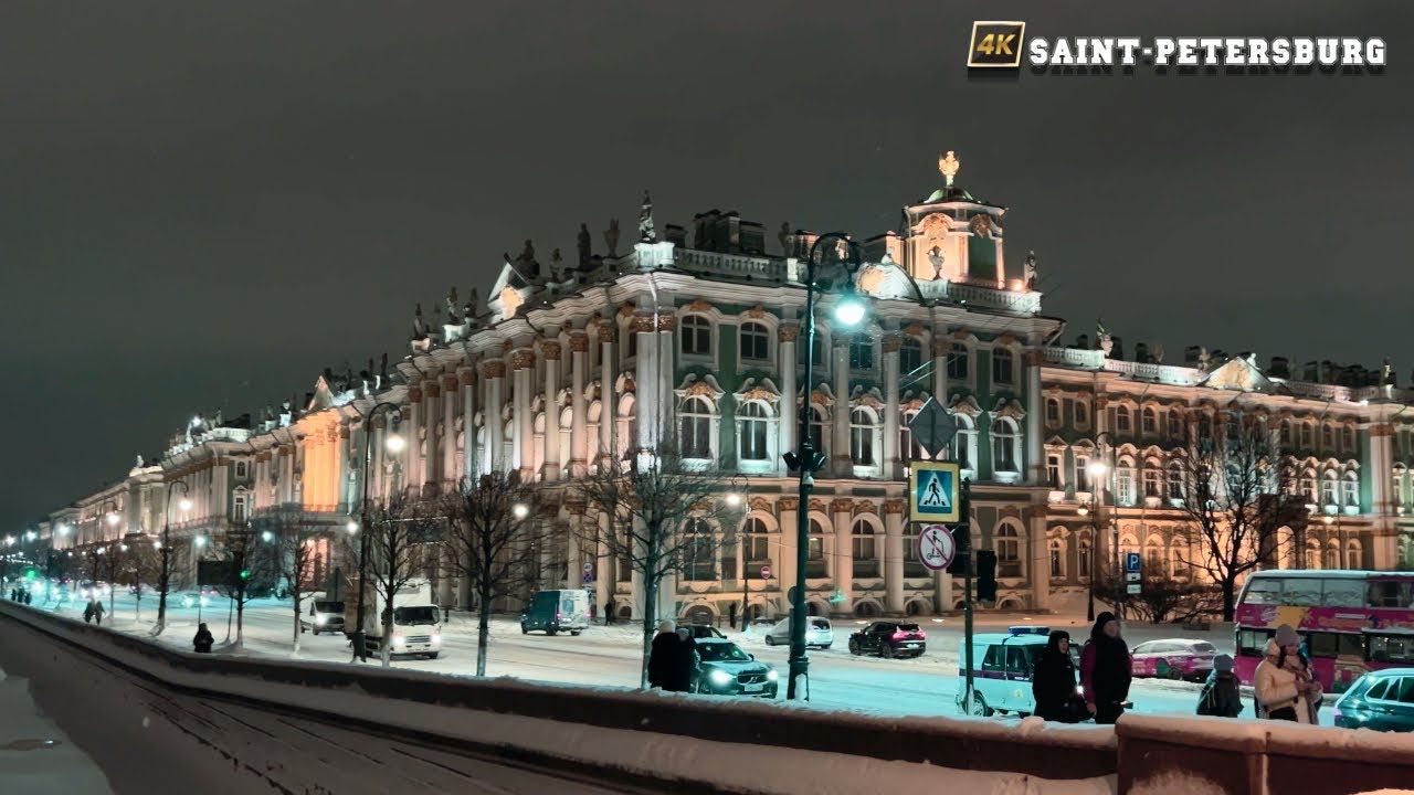St. Petersburg Walk from the Trinity Bridge to the Palace Bridge January 2024 смотреть онлайн