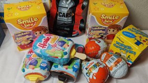 Распаковка сюрпризов из Красного и белого, распаковка киндер сюрприз.