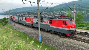 Грузовые и пассажирские поезда РЖД в Восточной Сибири | Река Илим в Иркутской области