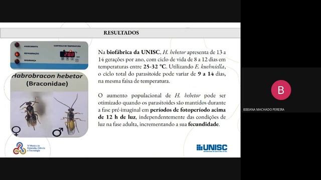 CRIAÇÃO DE Habrobracon hebetor PARA PROGRAMAS DE MANEJO INTEGRADO DE PRAGAS | Mostra ECT Unisc смотреть онлайн