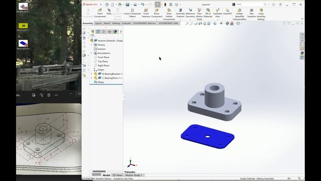 Bearing Bracket Assembly in SOLIDWORKS 2022 смотреть онлайн