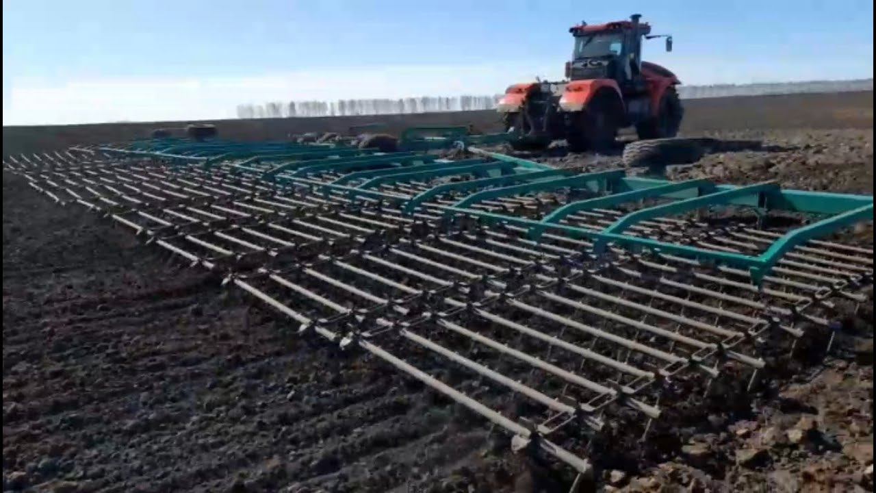 Шлейфовая зубовая борона БЗ-22 аналог McFarlane (США) в работе