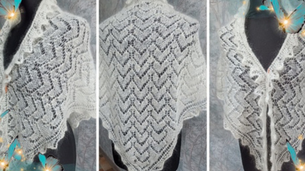 Сердечная косынка от нижнего угла спицами⚡⚡Схема 1 и 2🧶Часть 1🦋Миниатюра🦋 смотреть онлайн