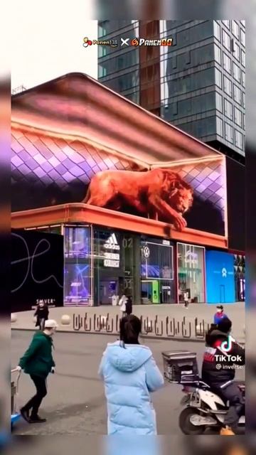amazing lion 3d billboard‼️#shorts #3d смотреть онлайн