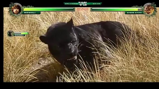 Bagheera & Mowgli vs Sherkhan with healthbars. смотреть онлайн