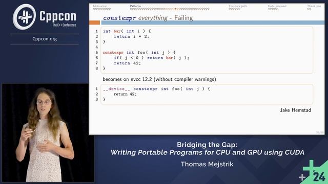 Bridging the Gap: Writing Portable C++ Programs for CPU and GPU - Thomas Mejstrik - CppCon 2024 смотреть онлайн
