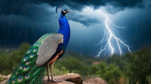 Звук пения павлина во время дождя и грозы для сна