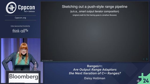 Ranges++: Are Output Range Adaptors the Next Iteration of C++ Ranges? - Daisy Hollman - CppCon 2024 смотреть онлайн