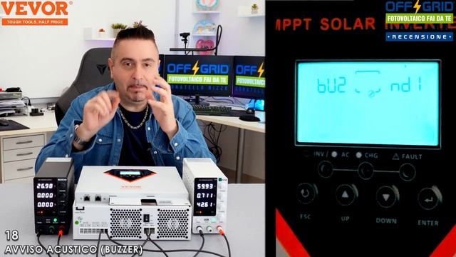 INVERTER IBRIDO OFF-GRID: Schema Impianto #Fotovoltaico Recensione Test Parametri #VEVOR EML3500-24