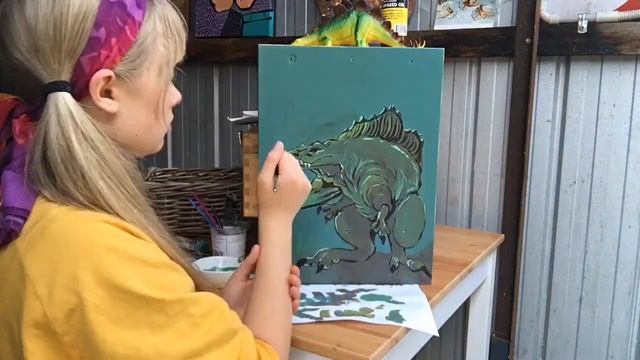 Acrylic Dinosaur Painting Time lapse смотреть онлайн