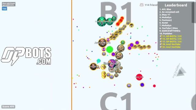 AGAR.IO GAMEPLAY || 120 BOTS WITH 132 MASS || OP-BOTS.COM смотреть онлайн