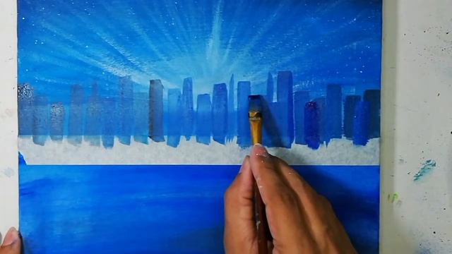 Cityscape Painting Tutorial - How To Paint A Cityscape Abstract With Acrylic Paint смотреть онлайн