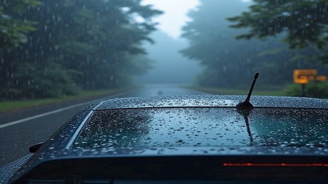 Дождь на крыше автомобиля. 1 час расслабляющего звука для сна смотреть онлайн