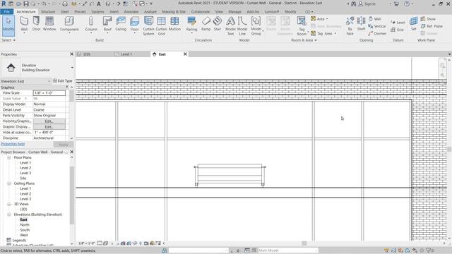 Revit 2021 Basic Curtain wall using a grid (with door) смотреть онлайн