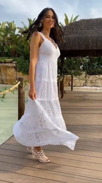 Сарафан в пол из прошвы,100% органический хлопок 22F 526/1C Fresh Cotton новая коллекция Лето 2022 смотреть онлайн