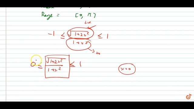 Range of `f(x)=cos^-1(sqrt(1+2x^2)/(1+x^2))` смотреть онлайн