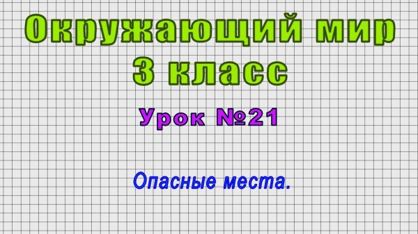 Окружающий мир 3 класс (Урок№21 - Опасные места.)