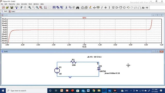 IV Characteristics of Zener diode using LT spice смотреть онлайн