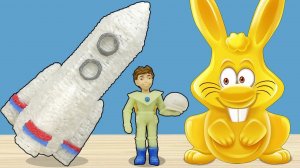 РАКЕТА 3D РУЧКОЙ  И ЖЕЛЕЙНЫЙ ЗАЯЦ ХАРИТОН. ДЕНЬ КОСМОНАВТИКИ