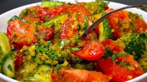 Быстрый и Вкусный Салат из Огурцов и помидоров! Необыкновенный вкус, нежная и ароматная заправка