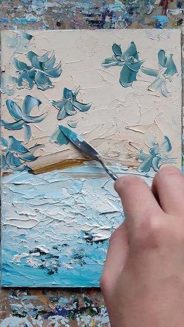 как написать море и пальмы на пляже мастихином смотреть онлайн