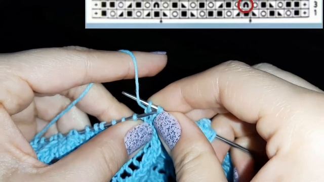 Вязание спицами. Узор "Кружевные зигзаги". смотреть онлайн