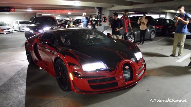 LEAPER ALERT! 1/2 Bugatti Veyron Vitesse L'Or Rouge Driving In Washington D.C! Sound!