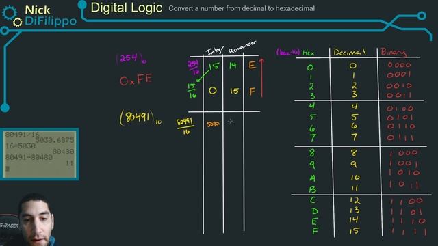 Convert Decimal to Hex (254 and 80491 Example) смотреть онлайн