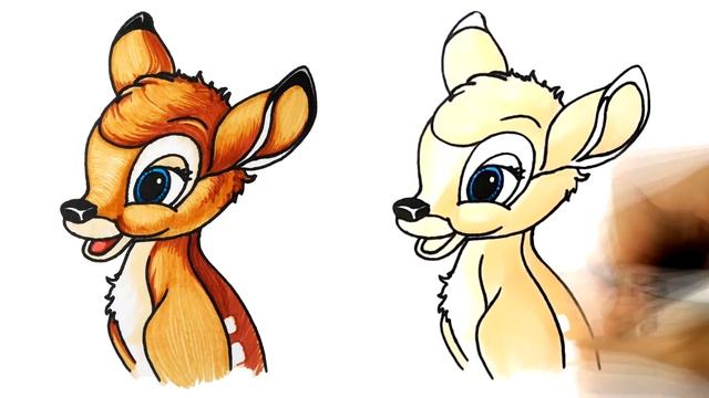 How to Draw Bambi. learn to draw, drawing lessons, coloring pages смотреть онлайн