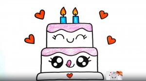 КАК НАРИСОВАТЬ КРАСИВЫЙ И АПЕТИТНЫЙ ТОРТ НА ДЕНЬ РОЖДЕНИЯ ЛЕГКО, ШАГ ЗА ШАГОМ