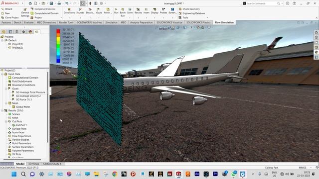 CFD Analysis of aircraft | CFD Aerodynamic Performance of Boeing 747 - SolidWorks Flow Simulation смотреть онлайн