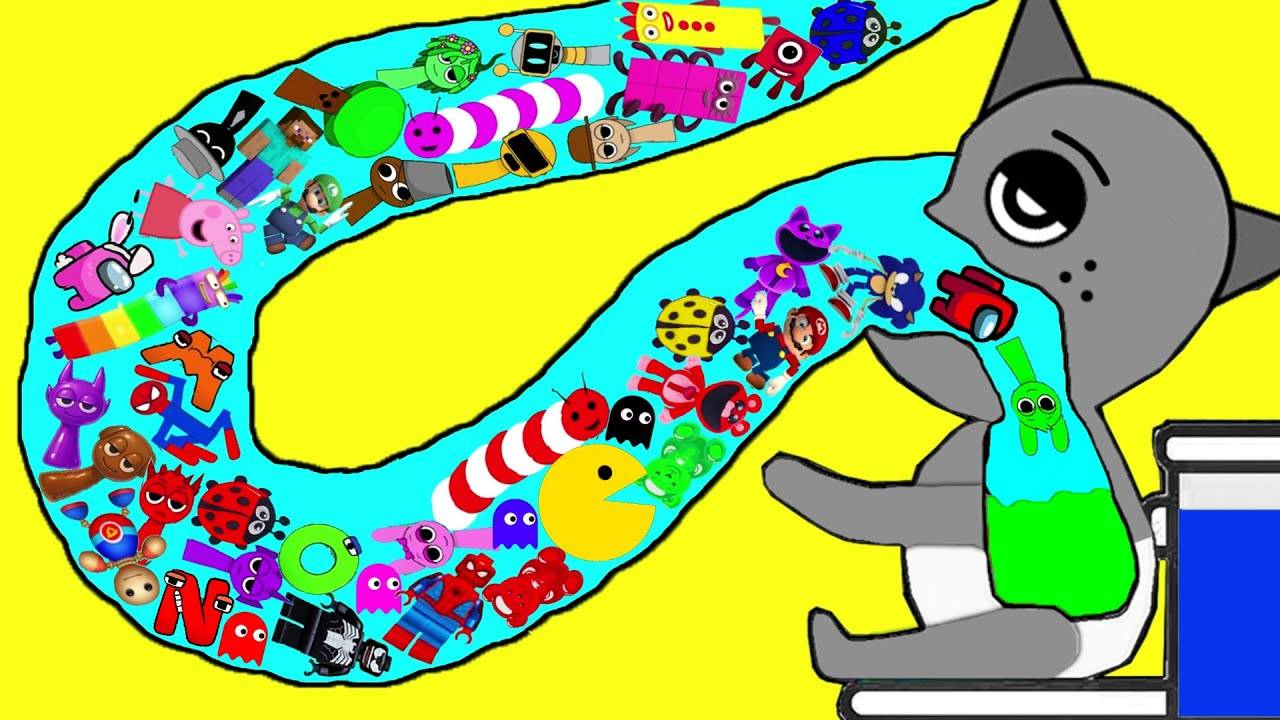 Грей ест спрунки и других персонажей из мультиков