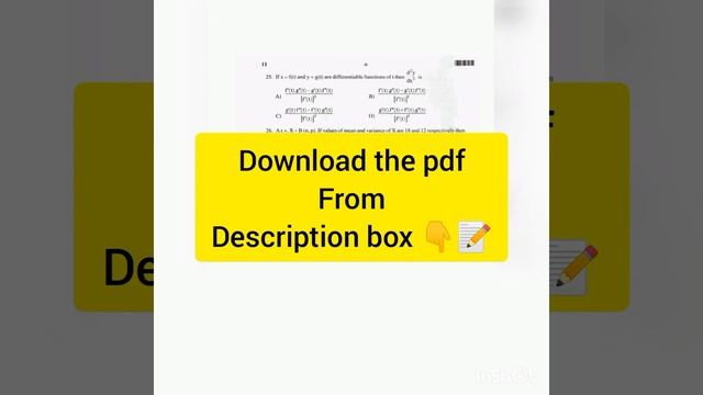 MHT -CET Previous year MATHS Question Paper. 📝 Download the pdf from description box 👇. смотреть онлайн
