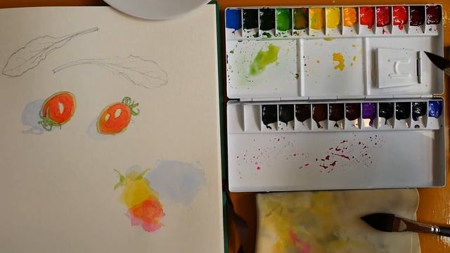 鮮やかな赤色はこうして作る【ミニトマト水彩画】絵画教室の動画レッスン 字幕付 смотреть онлайн