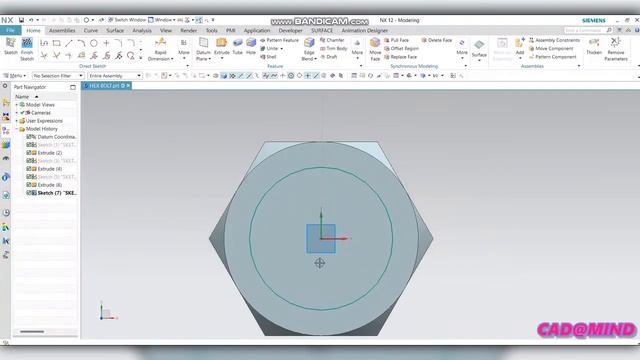 NX Cad Training Exercises Tutorial @Hex Bolt Design in In Siemens Nx 12 смотреть онлайн