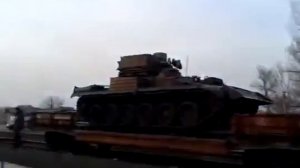Станица Луганская.15 марта,2014.Танки на составах в Луганской области
