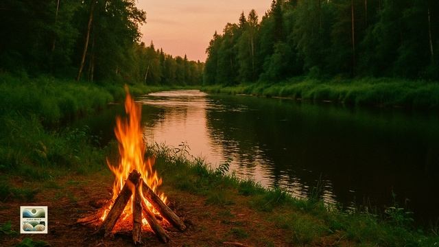 Музыка для отдыха и сна. Летний вечер у костра на речке в лесу. Звуки природы. Релакс и медитация смотреть онлайн