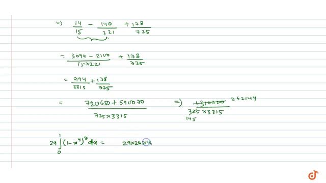Find the value of `(29int_0^1(1-x^4)^7dx)/(4int_0^1(1-x^4)^6)dx` смотреть онлайн