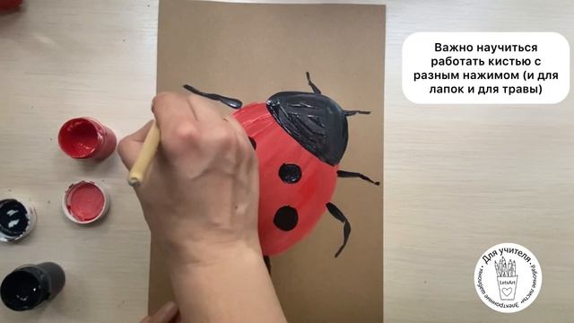 Рисуем божью коровку гуашью. Правополушарное рисование для детей и взрослых смотреть онлайн