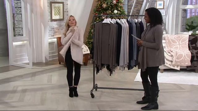 Barefoot Dreams Cozychic Lite Drape Front Calypso Wrap on QVC смотреть онлайн