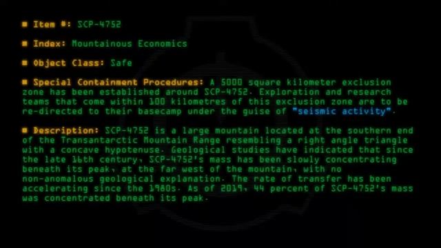 SCP-4752 - Mountainous Economics смотреть онлайн
